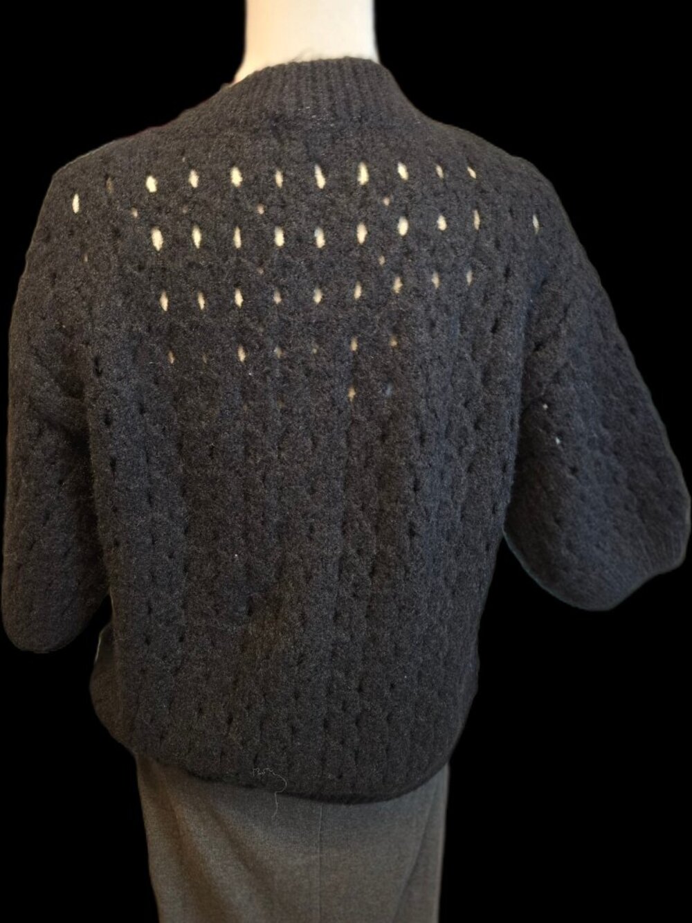 Size M Strut & Bolt Black Daisy Cable Knit Sweater NWT